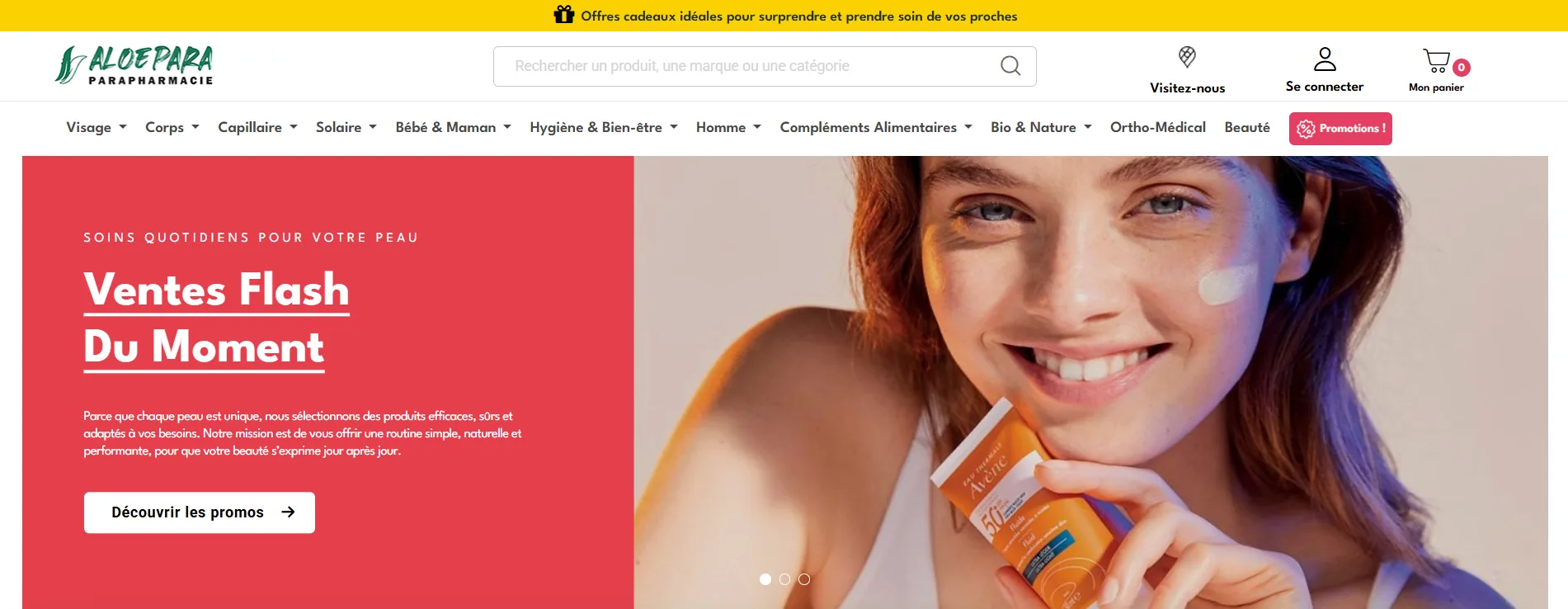 Page d’accueil du site Aloepara