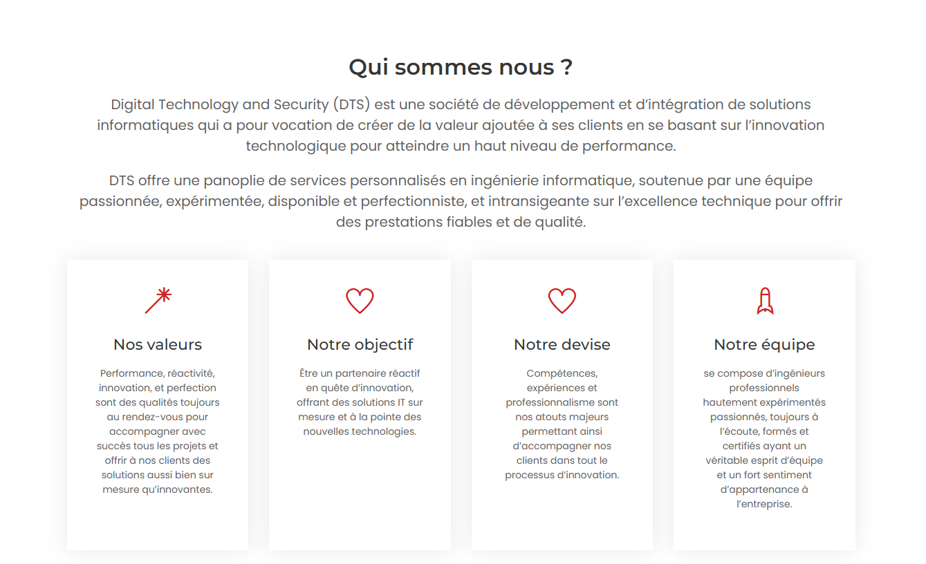Notre Mission pour Digital Technology and Security (DTS)